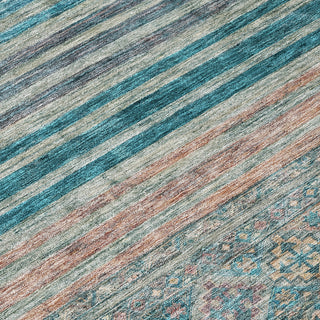 Piper Looms Chantille Stripes ACN1641 Teal Machine Washable Area Rug Swatch Image