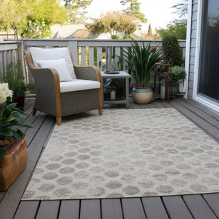 Piper Looms Chantille Geometric ACN1642 Taupe Machine Washable Area Rug Outdoor Lifestyle Image Feature