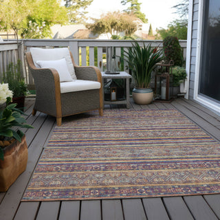Piper Looms Chantille Stripes ACN1644 Blue Machine Washable Area Rug Outdoor Lifestyle Image Feature