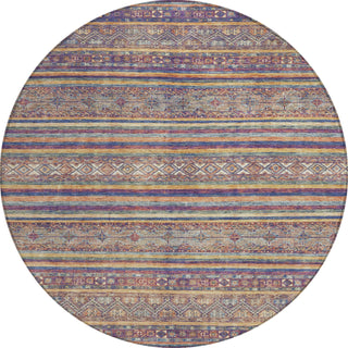 Piper Looms Chantille Stripes ACN1644 Blue Machine Washable Area Rug Round Main Image