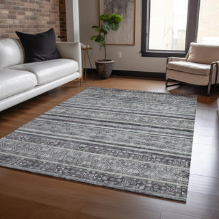 Piper Looms Chantille Stripes ACN1644 Gray Machine Washable Area Rug Lifestyle Image Feature