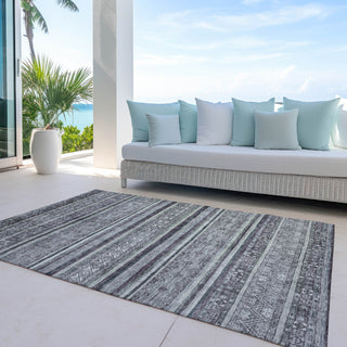 Piper Looms Chantille Stripes ACN1644 Gray Machine Washable Area Rug Outdoor Lifestyle Image Feature