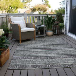 Piper Looms Chantille Stripes ACN1644 Gray Machine Washable Area Rug Outdoor Lifestyle Image Feature