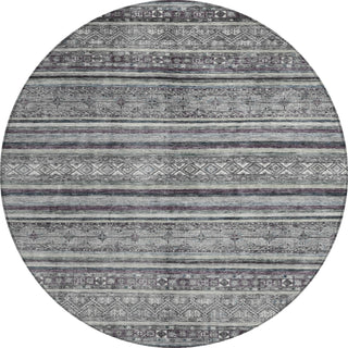Piper Looms Chantille Stripes ACN1644 Gray Machine Washable Area Rug Round Main Image