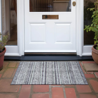 Piper Looms Chantille Stripes ACN1644 Gray Machine Washable Area Rug Scatter Outdoor Lifestyle Image Feature