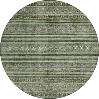 Piper Looms Chantille Stripes ACN1644 Olive Machine Washable Area Rug Round Main Image