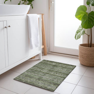 Piper Looms Chantille Stripes ACN1644 Olive Machine Washable Area Rug Scatter Lifestyle Image Feature