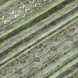 Piper Looms Chantille Stripes ACN1644 Olive Machine Washable Area Rug Swatch Image