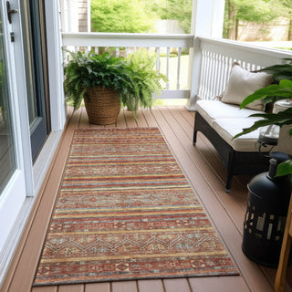 Piper Looms Chantille Stripes ACN1644 Paprika Machine Washable Area Rug Runner Outdoor Lifestyle Image Feature
