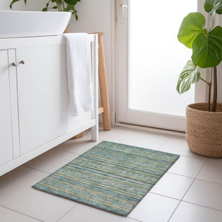 Piper Looms Chantille Stripes ACN1644 Teal Machine Washable Area Rug Scatter Lifestyle Image Feature