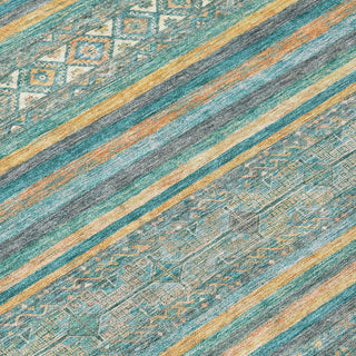 Piper Looms Chantille Stripes ACN1644 Teal Machine Washable Area Rug Swatch Image