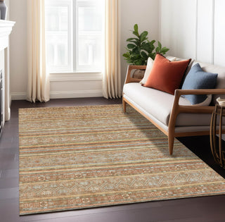Piper Looms Chantille Stripes ACN1644 Terracotta Machine Washable Area Rug Lifestyle Image Feature