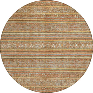 Piper Looms Chantille Stripes ACN1644 Terracotta Machine Washable Area Rug Round Main Image