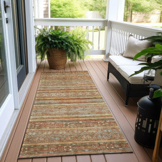 Piper Looms Chantille Stripes ACN1644 Terracotta Machine Washable Area Rug Runner Outdoor Lifestyle Image Feature