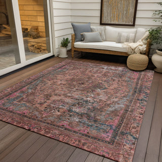 Piper Looms Chantille Global ACN1646 Pink Machine Washable Area Rug Outdoor Lifestyle Image Feature