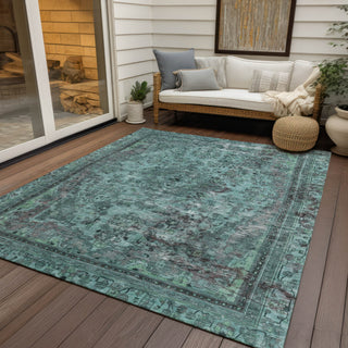 Piper Looms Chantille Global ACN1646 Teal Machine Washable Area Rug Outdoor Lifestyle Image Feature