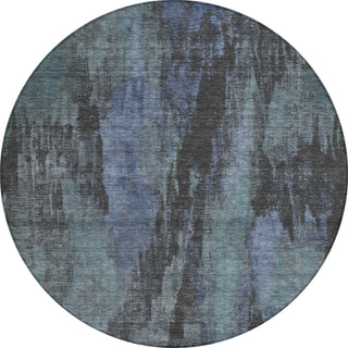 Piper Looms Chantille Abstract ACN1648 Blue Machine Washable Area Rug Round Main Image