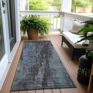 Piper Looms Chantille Abstract ACN1648 Blue Machine Washable Area Rug Runner Outdoor Lifestyle Image Feature