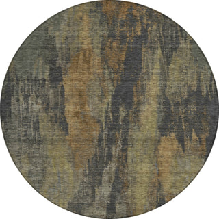 Piper Looms Chantille Abstract ACN1648 Charcoal Machine Washable Area Rug Round Main Image