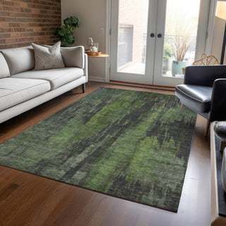 Piper Looms Chantille Abstract ACN1648 Olive Machine Washable Area Rug Lifestyle Image Feature