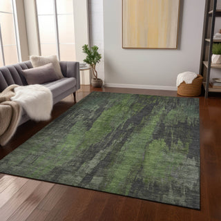 Piper Looms Chantille Abstract ACN1648 Olive Machine Washable Area Rug Lifestyle Image Feature