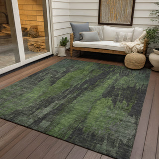 Piper Looms Chantille Abstract ACN1648 Olive Machine Washable Area Rug Outdoor Lifestyle Image Feature