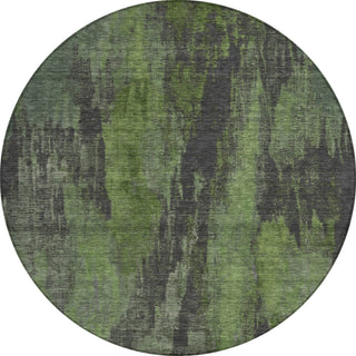 Piper Looms Chantille Abstract ACN1648 Olive Machine Washable Area Rug Round Main Image