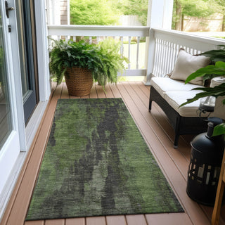 Piper Looms Chantille Abstract ACN1648 Olive Machine Washable Area Rug Runner Outdoor Lifestyle Image Feature