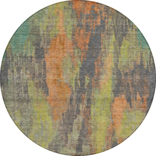 Piper Looms Chantille Abstract ACN1648 Orange Machine Washable Area Rug Round Main Image