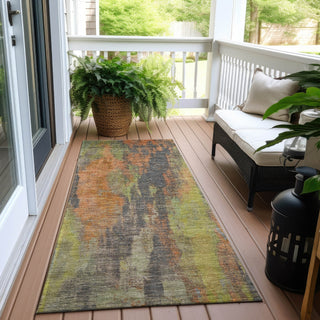 Piper Looms Chantille Abstract ACN1648 Orange Machine Washable Area Rug Runner Outdoor Lifestyle Image Feature