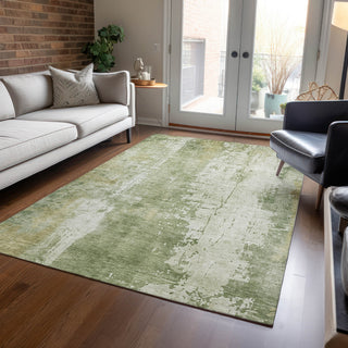 Piper Looms Chantille Abstract ACN1649 Sage Machine Washable Area Rug Lifestyle Image Feature