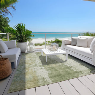 Piper Looms Chantille Abstract ACN1649 Sage Machine Washable Area Rug Outdoor Lifestyle Image Feature