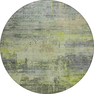 Piper Looms Chantille Abstract ACN1650 Aloe Machine Washable Area Rug Round Main Image