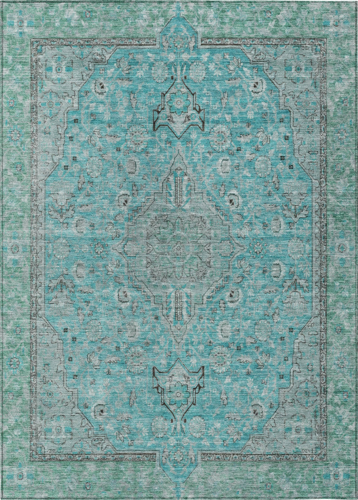 Piper Looms Chantille Global ACN1651 Aqua Machine Washable Area Rug main image