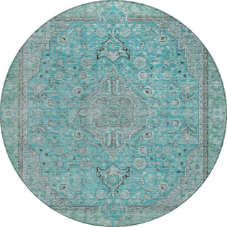 Piper Looms Chantille Global ACN1651 Aqua Machine Washable Area Rug Round Main Image