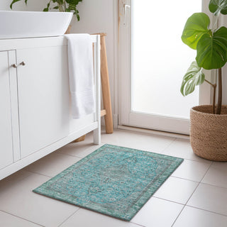 Piper Looms Chantille Global ACN1651 Aqua Machine Washable Area Rug Scatter Lifestyle Image Feature