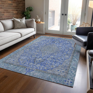Piper Looms Chantille Global ACN1651 Blue Machine Washable Area Rug Lifestyle Image Feature
