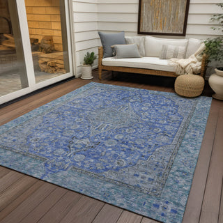 Piper Looms Chantille Global ACN1651 Blue Machine Washable Area Rug Outdoor Lifestyle Image Feature