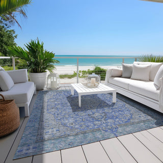 Piper Looms Chantille Global ACN1651 Blue Machine Washable Area Rug Outdoor Lifestyle Image Feature