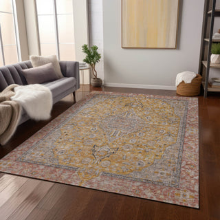 Piper Looms Chantille Global ACN1651 Gold Machine Washable Area Rug Lifestyle Image Feature