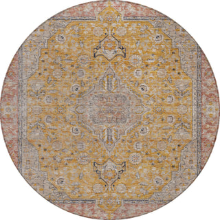 Piper Looms Chantille Global ACN1651 Gold Machine Washable Area Rug Round Main Image