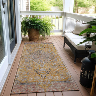 Piper Looms Chantille Global ACN1651 Gold Machine Washable Area Rug Runner Outdoor Lifestyle Image Feature