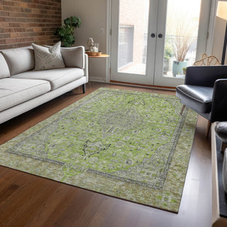 Piper Looms Chantille Global ACN1651 Lime Machine Washable Area Rug Lifestyle Image Feature