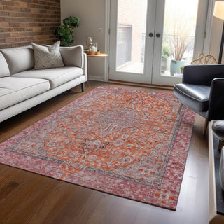 Piper Looms Chantille Global ACN1651 Orange Machine Washable Area Rug Lifestyle Image Feature