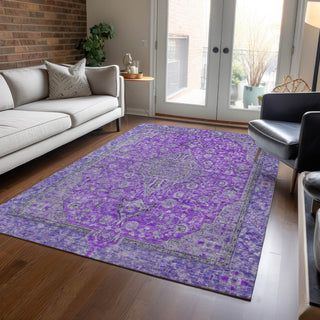 Piper Looms Chantille Global ACN1651 Purple Machine Washable Area Rug Lifestyle Image Feature
