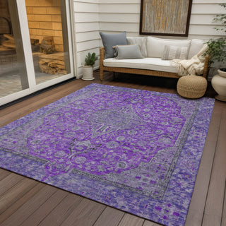 Piper Looms Chantille Global ACN1651 Purple Machine Washable Area Rug Outdoor Lifestyle Image Feature