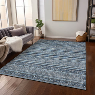 Piper Looms Chantille Stripes ACN1653 Blue Machine Washable Area Rug Lifestyle Image Feature
