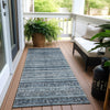 Piper Looms Chantille Stripes ACN1653 Blue Machine Washable Area Rug Runner Outdoor Lifestyle Image Feature