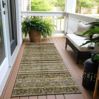 Piper Looms Chantille Stripes ACN1653 Brown Machine Washable Area Rug Runner Outdoor Lifestyle Image Feature
