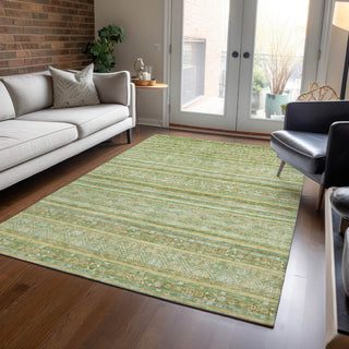 Piper Looms Chantille Stripes ACN1653 Green Machine Washable Area Rug Lifestyle Image Feature